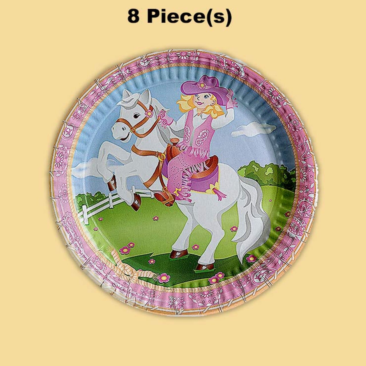 8 Ct. Pink Cowgirl Party Paper Dinner Plates Western Rodeo Theme Tableware 9 Inch